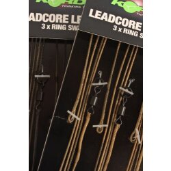 Korda Kable Leadcore Leaders with Ring Swivel Weed/Silt