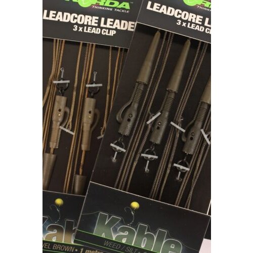 Korda Kable Leadcore Leaders with Leadclips Gravel brown