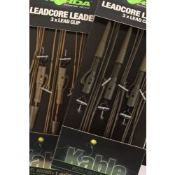 Korda Kable Leadcore Leaders with Leadclips Weed/Silt